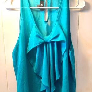 IZ BYER Teal Blue Sleeveless Top With Bow XL